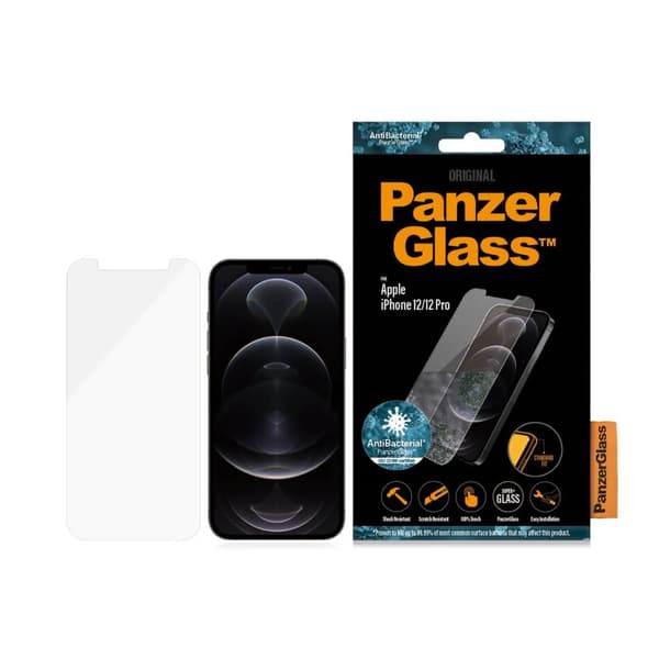 PanzerGlass™ | Classic-Fit - Skjermbeskyttelse for mobiltelefon - Krystallklar | Apple iPhone 12/12 Pro