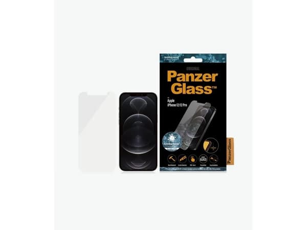 PanzerGlass™ | Classic-Fit - Skjermbeskyttelse for mobiltelefon - Krystallklar | Apple iPhone 12/12 Pro