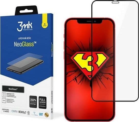 3MK Neo Glass LCD-suoja Apple iPhone 12 mini musta