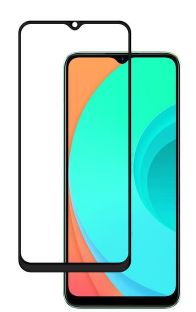 Fullskjerm Realme C11 Skjermbeskytter i Herdet Glass Svart Retail