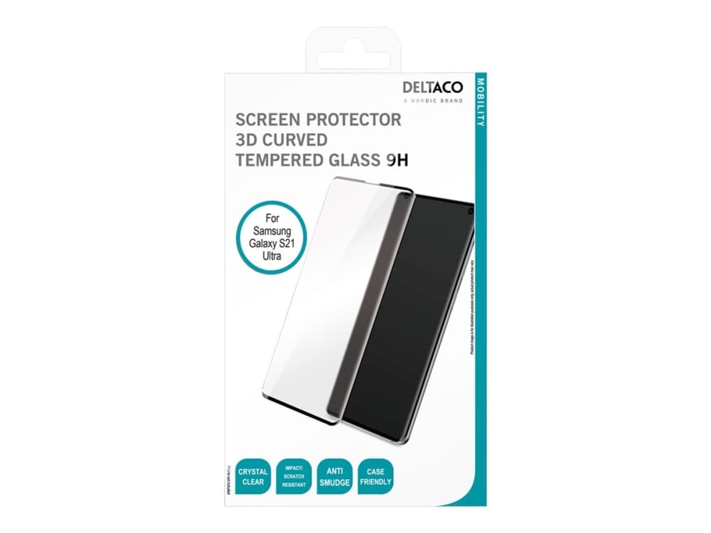 DELTACO SCRN-S21U - Skjermbeskyttelse for mobiltelefon - 3D - krystallklar - for Samsung Galaxy S21 Ultra 5G