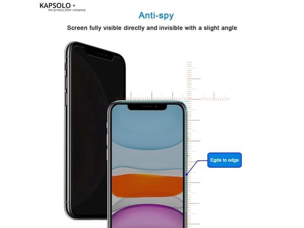 KAPSOLO - Matkapuhelimen näytönsuoja - 3D - lasi - yksityisyyssuodattimella - 2-suuntainen - liimautuva - Apple iPhone 12, 12 Pro:lle
