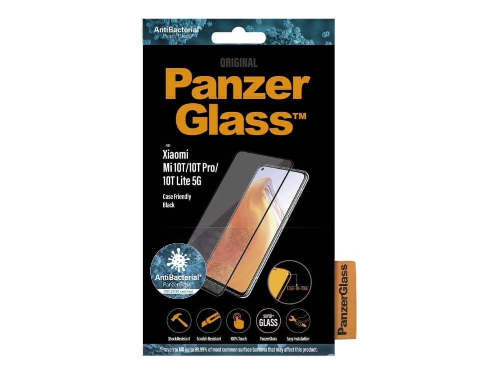 PanzerGlass Case Friendly - Skjermbeskyttelse for mobiltelefon - svart - for Xiaomi MI 10T, 10T Lite 5G, 10T Pro 5G