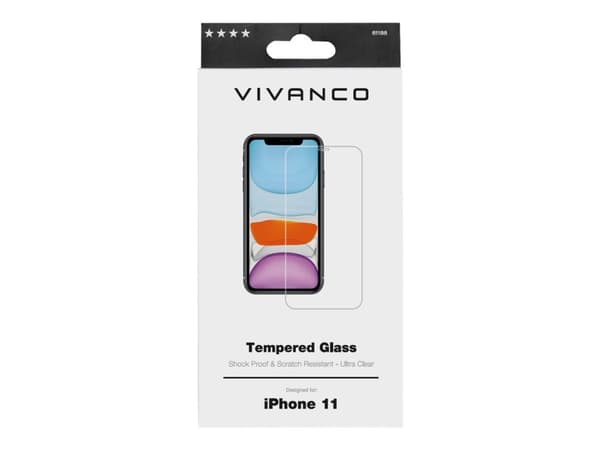 Vivanco - Skjermbeskyttelse for mobiltelefon - 2D - glass - gjennomsiktig - for Apple iPhone 11