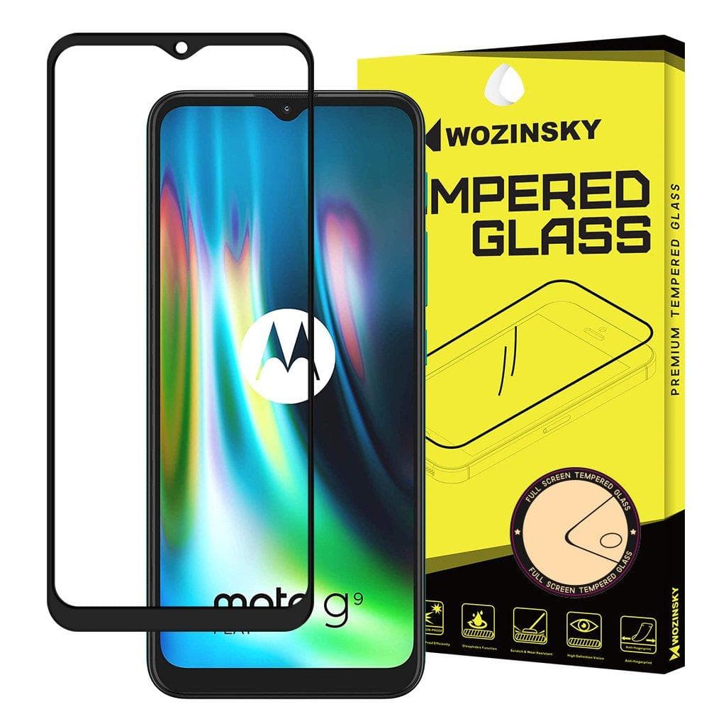 FULL SIZE Moto G9 Play / E7 Plus PANSERGLAS – SORT