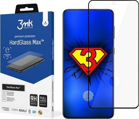 3MK HardGlass Max FP Sam G998 S21 Ultra black, FullScreen Glass