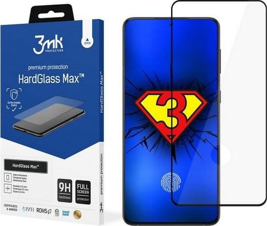 3MK HardGlass Max FP Sam G996 S21+ black, FullScreen Glass