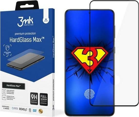3MK HardGlass Max FP Sam G991 S21 black, FullScreen Glass