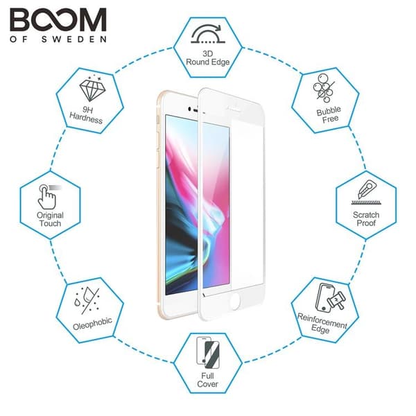 BOOM Curved Härdat Glas Skärmskydd iPhone 8 Plus / 7 Plus