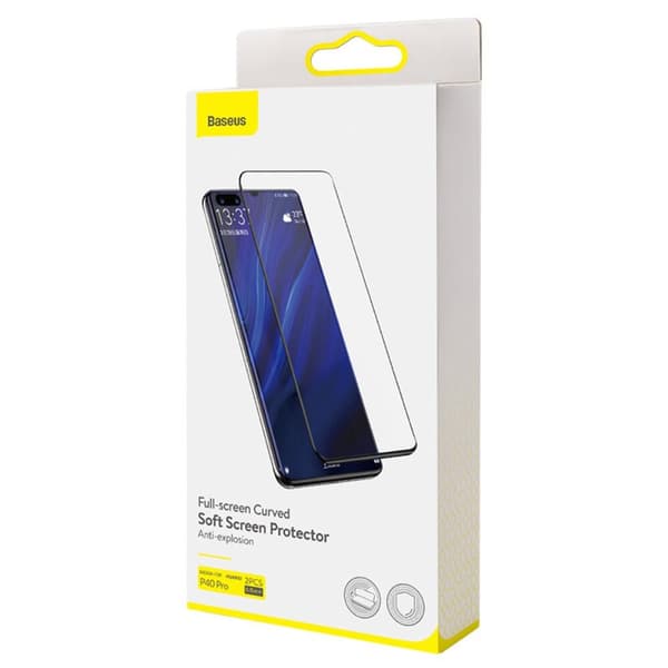 Baseus Heltäckande Curved Skärmskydd för Huawei P40 Pro (2-pack) - Svart