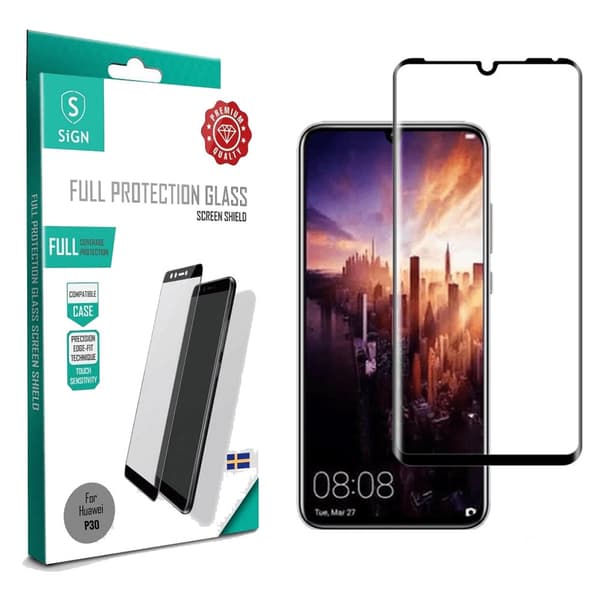 SiGN Heltäckande skärmskydd i Härdat glas för Huawei P30