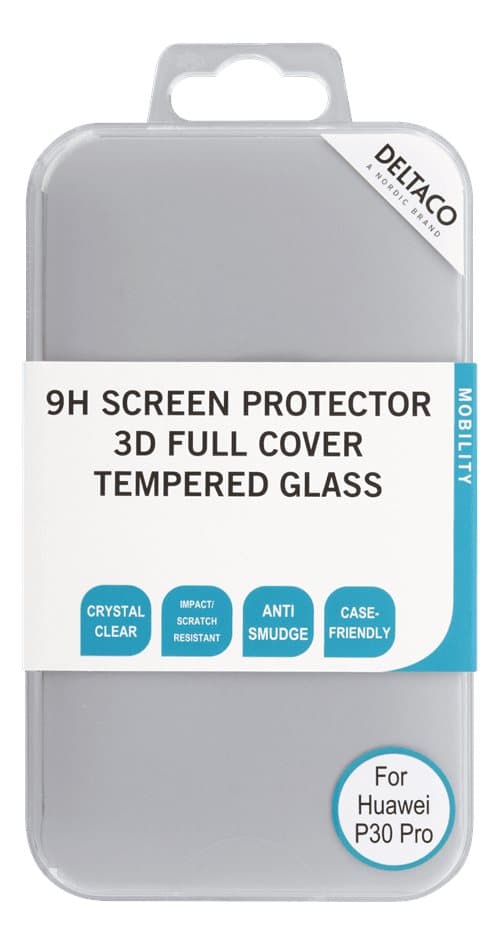 DELTACO Skärmskydd 3D härdat glas för Huawei P30 Pro - Transparent