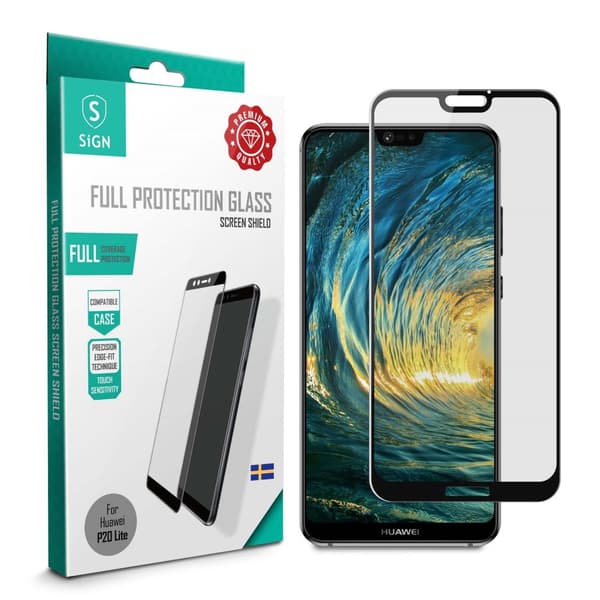 SiGN Heltäckande Skärmskydd i Härdat Glas för Huawei P20 Lite - Svart