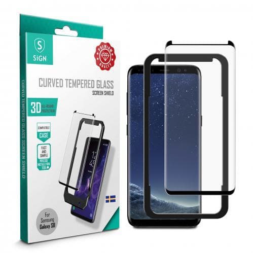 SiGN 3D Skärmskydd i Härdat Glas för Samsung Galaxy S8 Inkl. Monteringsram