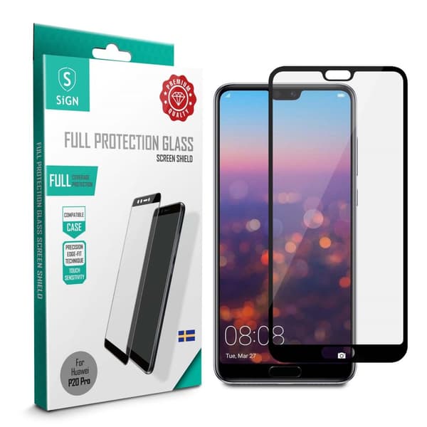 SiGN Heltäckande Skärmskydd i Härdat Glas för Huawei P20 Pro - Svart