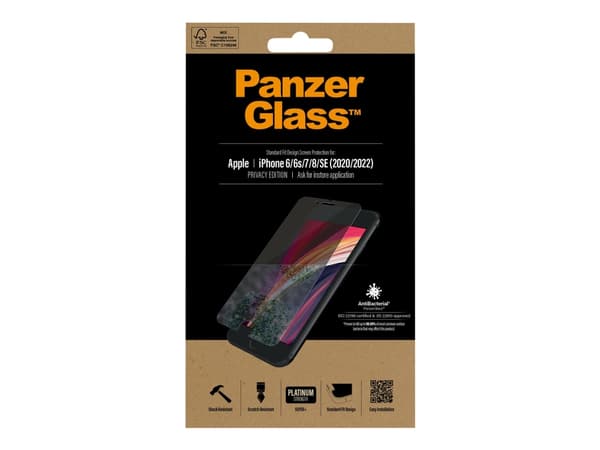 PanzerGlass P2684, Apple, Apple - iPhone 6, Apple - iPhone 6s, Apple - iPhone 7, Apple - iPhone 8, Apple - iPhone SE 2020,..., Asennus kuivana, Naarm