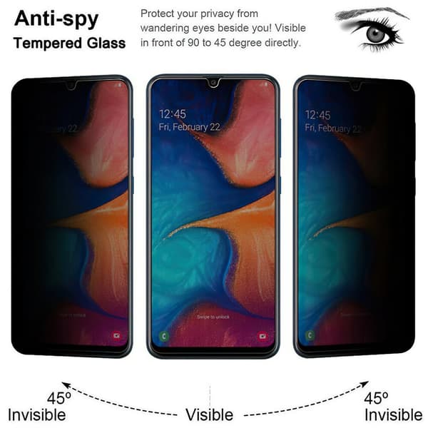Samsung Galaxy A20e - Privacy Temperoitu Näytönsuoja Lasi