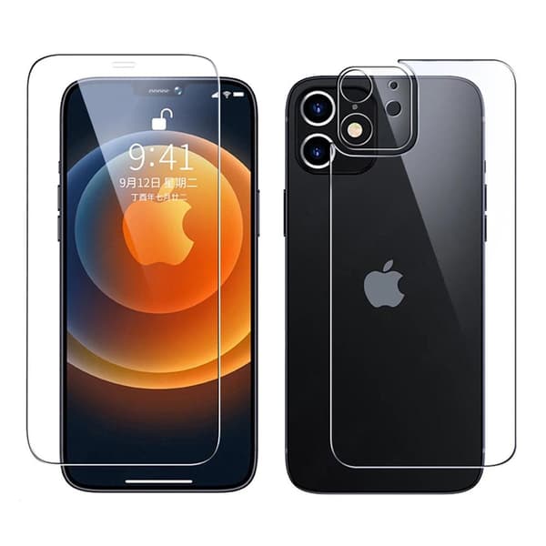 2-PACK 3-in-1 iPhone 12 Fram- & Baksida + Kameralinsskydd
