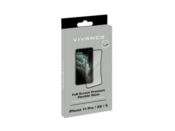 Vivanco Full Premium, Apple, iPhone 11 Pro, iPhone Xs, iPhone X, Likaa hylkivä, Iskunkestävä, Öljynkestävä, Naarmuuntumisenkestävä, Putoamisenkestävä