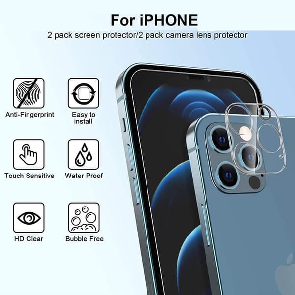 [4-PACK] 2 X Kameralinsskydd i Härdat Glas + 2 X Härdat glas iPhone 11 Pro Max