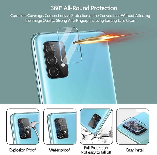 Galaxy A52 5G [4-PACK] 2 X Kameralinsskydd i Härdat Glas + 2 X Härdat glas