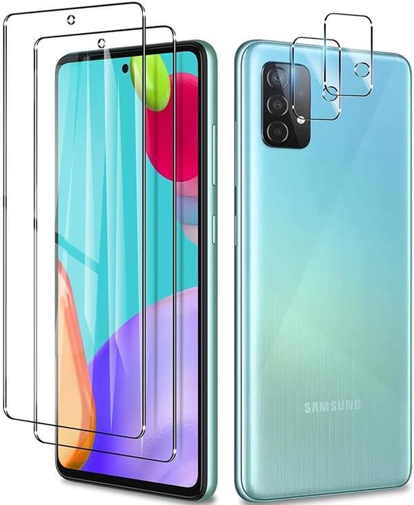 Galaxy A52 5G [4-PACK] 2 X Kameralinsskydd i Härdat Glas + 2 X Härdat glas