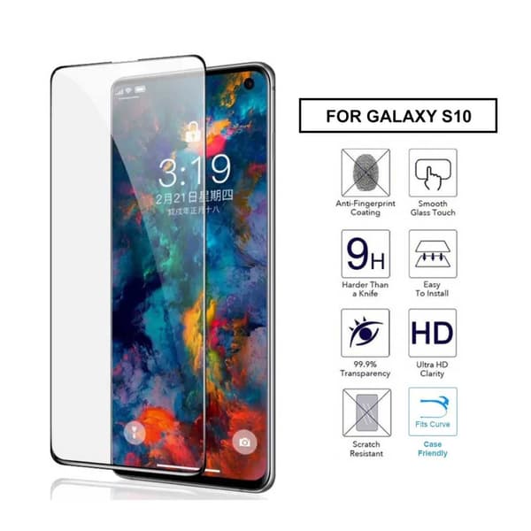 2-pakke Galaxy S10 Skærmbeskytter Omfattende HD Carbon Fiber Temmered Glass