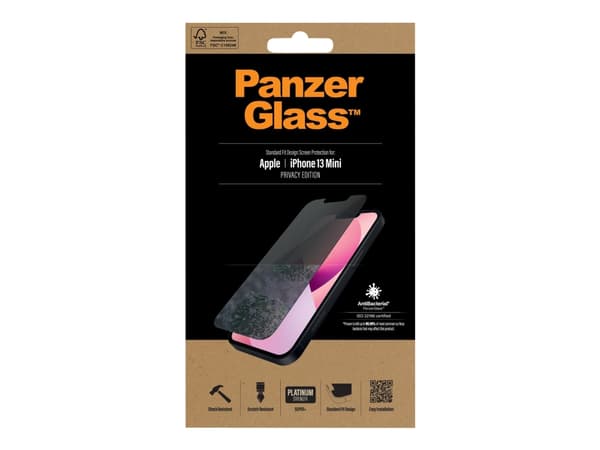 PanzerGlass P2741, Apple, Apple - iPhone 13 Mini, Asennus kuivana, Naarmuuntumisenkestävä, Iskunkestävä, Antibakteerinen, Läpinäkyvä, 1 kpl