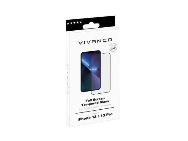 Vivanco Full, Apple, iPhone 13, iPhone 13 Pro, Kolahduksenkestävä, Pölynkestävä, Öljynkestävä, Naarmuuntumisenkestävä, Putoamisenkestävä, Musta, Läpi