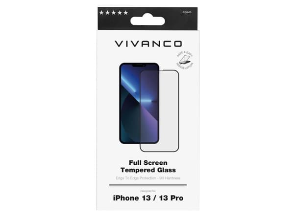 Vivanco Full, Apple, iPhone 13, iPhone 13 Pro, Kolahduksenkestävä, Pölynkestävä, Öljynkestävä, Naarmuuntumisenkestävä, Putoamisenkestävä, Musta, Läpi