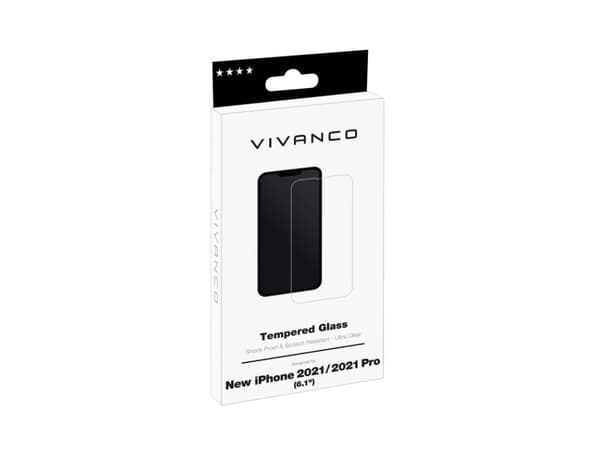 Vivanco 2DGLASVVIPH2021/2021P, Apple, iPhone 13, iPhone 13 Pro, Skittbestandig, Ripebestandig, Sjokkresistent, Gjennomsiktig, 1 stykker