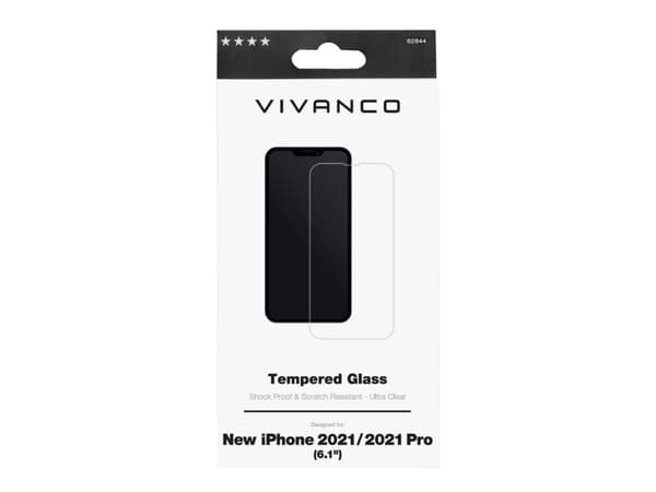 Vivanco 2DGLASVVIPH2021/2021P, Apple, iPhone 13, iPhone 13 Pro, Skittbestandig, Ripebestandig, Sjokkresistent, Gjennomsiktig, 1 stykker