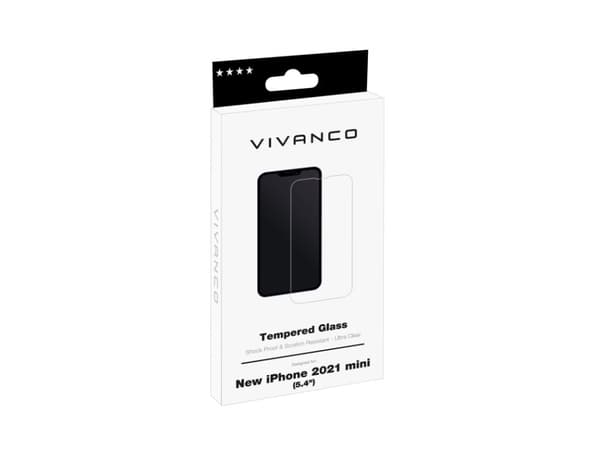 Vivanco 2DGLASVVIPH2021M - Gjennomsiktig skjermbeskytter - Apple - iPhone 13 mini - Smussavvisende - Ripebestandig - Støtsikker - Gjennomsiktig - 1 s