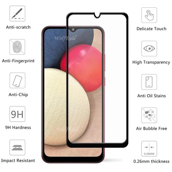 3-PACK Galaxy A02s Skärmskydd + Kameralinsskydd 2.5D HD 0,3mm