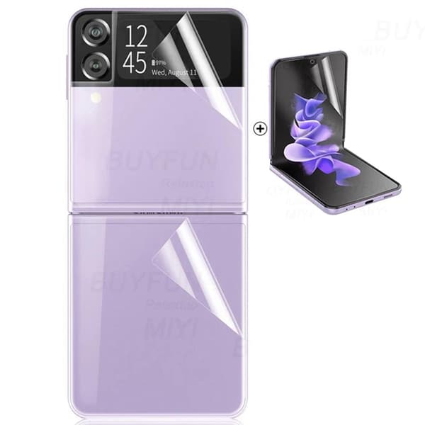 2-PACK 4-in-1 Galaxy Z Flip 3 Skärmskydd 2.5D Kameralinsskydd