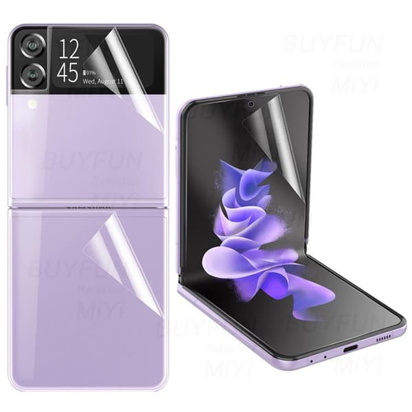 2-PACK 4-in-1 Galaxy Z Flip 3 Skärmskydd 2.5D Kameralinsskydd