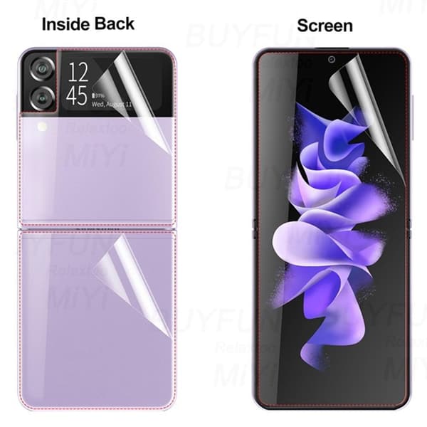 2-PACK 4-in-1 Galaxy Z Flip 3 Skärmskydd 2.5D Kameralinsskydd