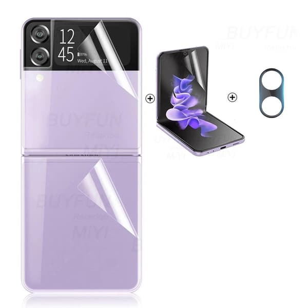 2-PACK 4-in-1 Galaxy Z Flip 3 Skärmskydd 2.5D Kameralinsskydd
