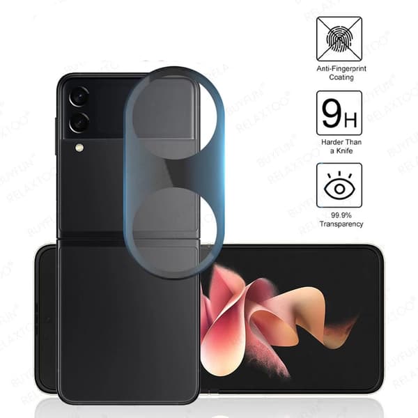 2-PACK 4-in-1 Galaxy Z Flip 3 Skärmskydd 2.5D Kameralinsskydd