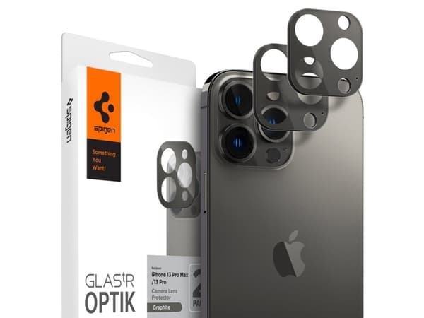 Spigen GLAStR Optik, Linsebeskytter, Grafit, Hærdet glas, Apple, iPhone 13 Pro Max / iPhone 13 Pro, Kasse