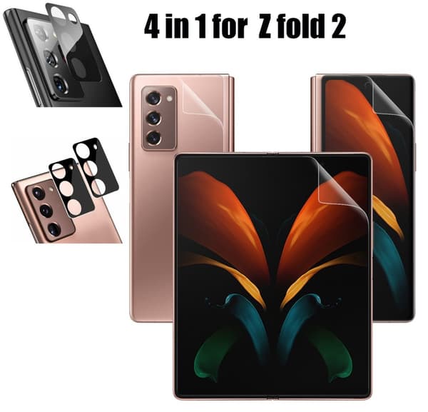 2-PACK 4-in-1 Skärmskydd 2.5D Kameralinsskydd Galaxy Z Fold 2
