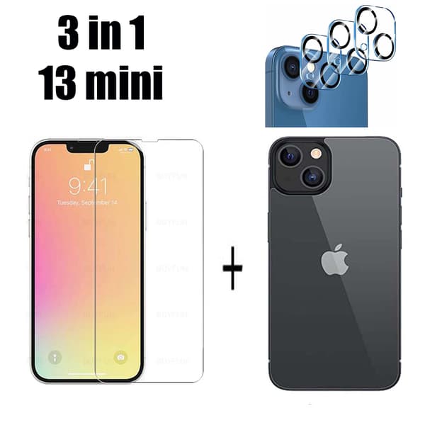 2-PACK 3-in-1 Fram- & Baksida + Kameralinsskydd iPhone 13 Mini