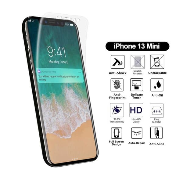 2-Pack Heltäckande iPhone 13 Mini Skärmskydd Displayfilm Nano