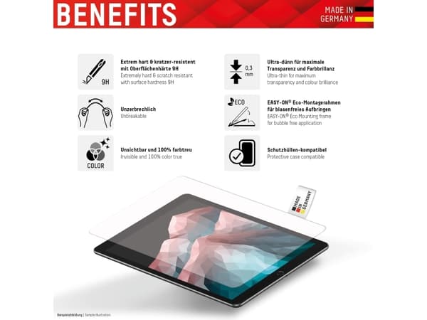 DISPLEX Tablet Glass - Skjermbeskyttelse for nettbrett - glass - 10.2" - for Apple 10.2-inch iPad; 10.5-inch iPad Air (3. generasjon)
