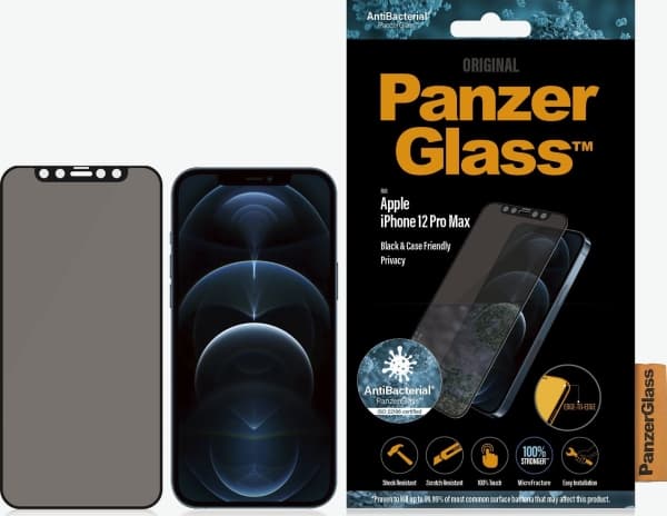 PanzerGlass P2712, Apple, Apple - iPhone 12 Pro Max, Asennus kuivana, Naarmuuntumisenkestävä, Iskunkestävä, Antibakteerinen, Läpinäkyvä, 1 kpl