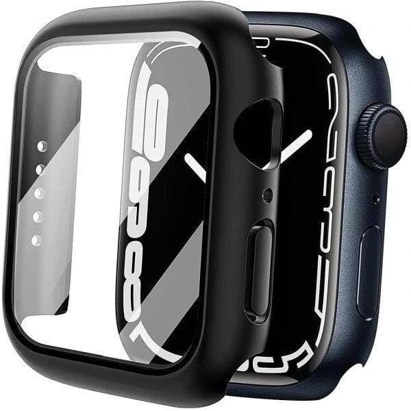 Apple Watch 7/8 45mm Skal med Skärmskydd i Härdat Glas - Svart