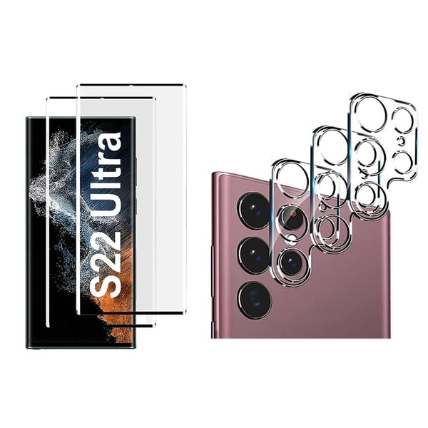3-PACK CASE-Friendly Skärmskydd + Kameralinsskydd Galaxy S22 Ultra