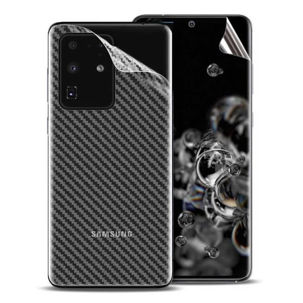 Galaxy S20 Ultra Display Film + Carbon Fiber Beskyttende film til ryg