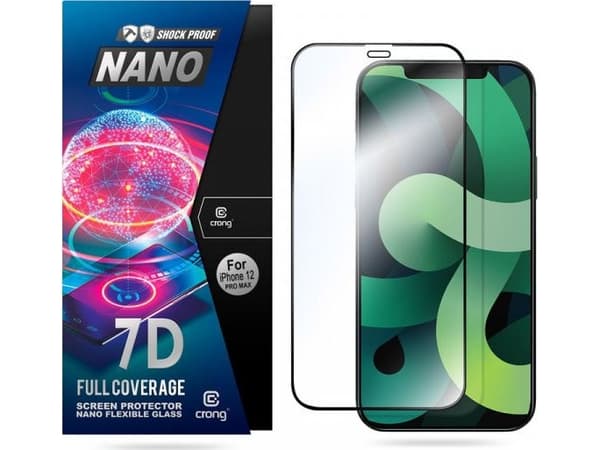 Crong Crong 7D Nano Flexible Glass - Shatterproof 9H hybrid glass for the entire screen of the iPhone 12 Pro Max