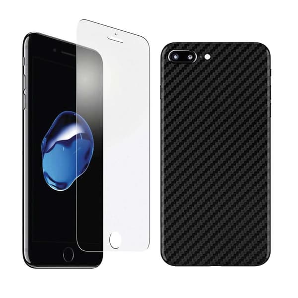 iPhone 8 Plus Display Film + Hiilikuitusuojafilmi takaisin
